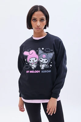 Hello Kitty My Melody Kuromi Graphic Crew Neck Oversized Sweatshirt