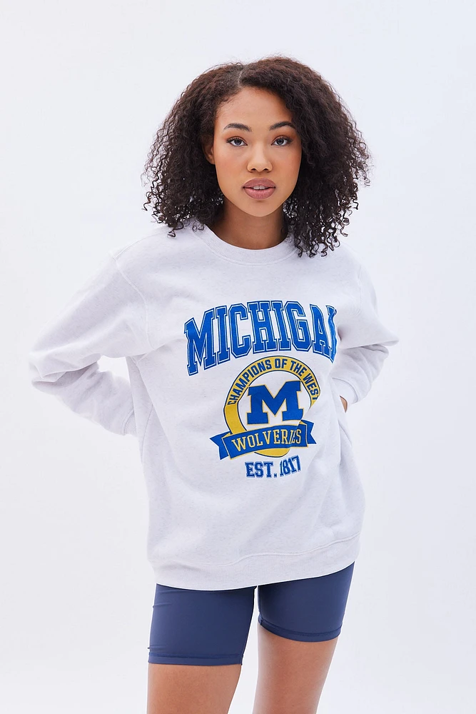 Michigan Graphic Crew Neck Oversized Sweatshirt