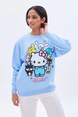 Hello Kitty And Friends Graphic Crew Neck Oversized Sweatshirt