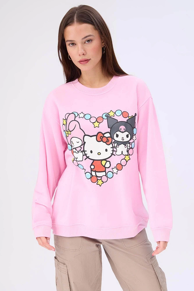 Hello Kitty And Friends Graphic Crew Neck Sweatshirt