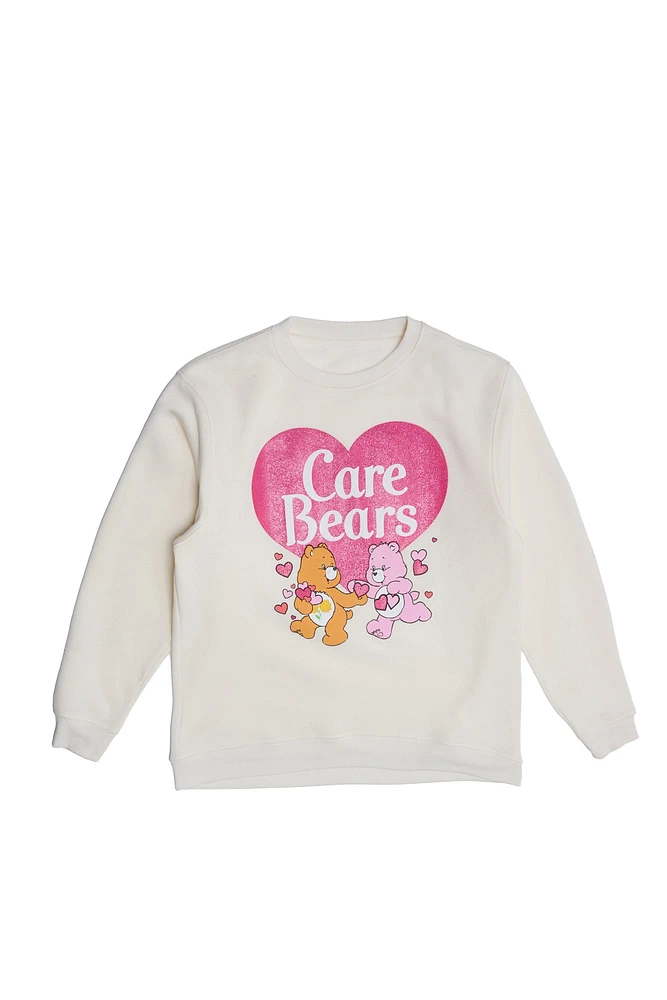 Care Bears Heart Graphic Glitter Crew Neck Sweatshirt