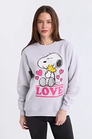 Peanuts Snoopy Love Graphic Glitter Crew Neck Sweatshirt