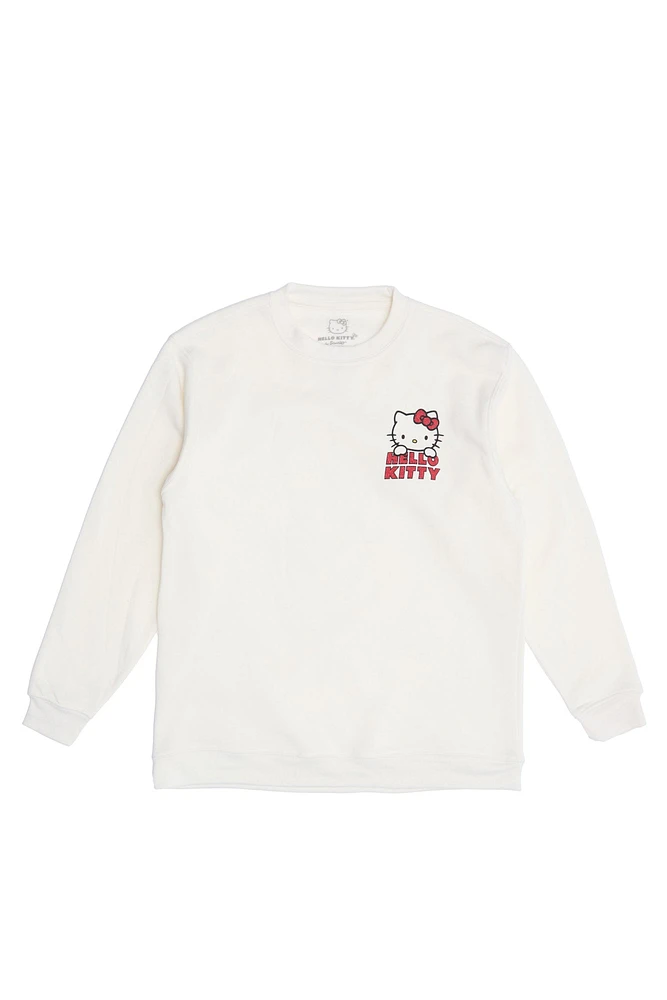 Hello Kitty Graphic Glitter Crew Neck Sweatshirt