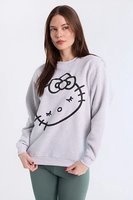 Hello Kitty Graphic Puff Print Crew Neck Sweatshirt