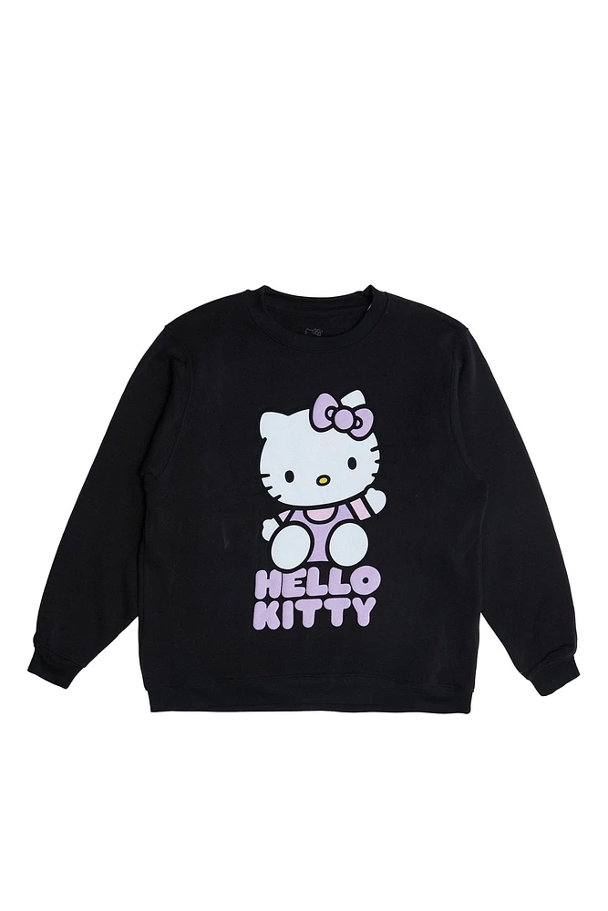 Hello Kitty Graphic Puff Print Crew Neck Sweatshirt