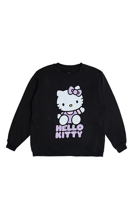 Hello Kitty Graphic Puff Print Crew Neck Sweatshirt