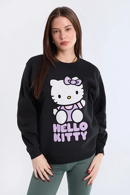 Hello Kitty Graphic Puff Print Crew Neck Sweatshirt