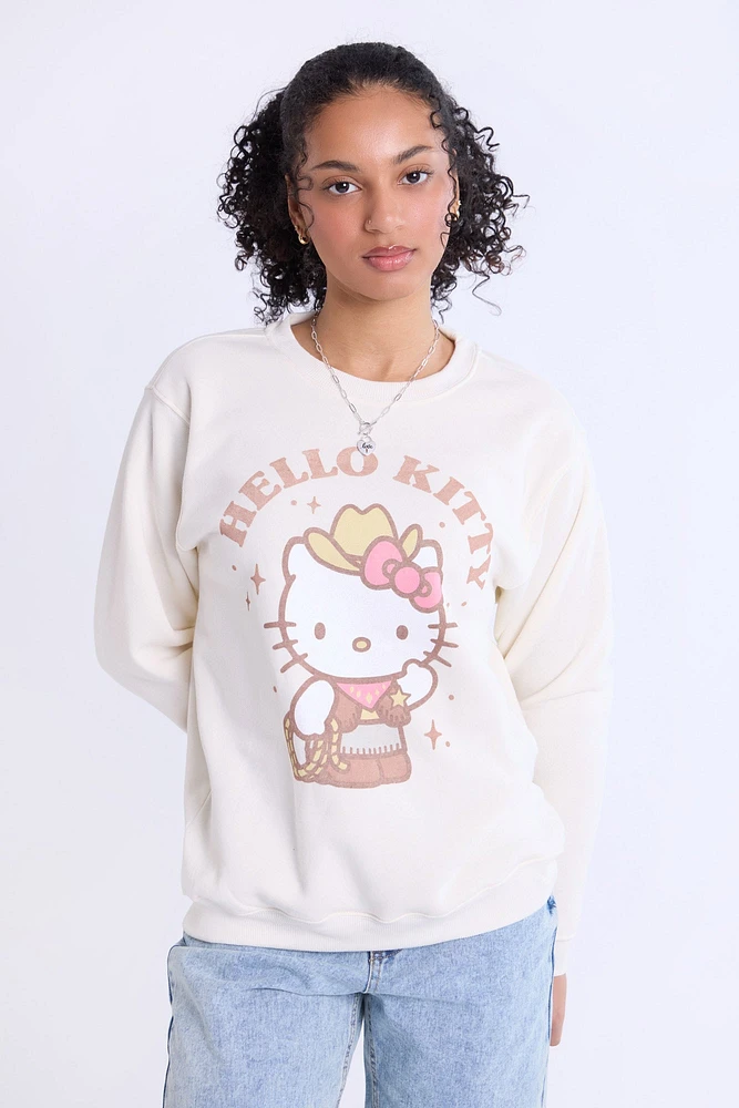 Hello Kitty Western Graphic Crew Neck Sweatshirt