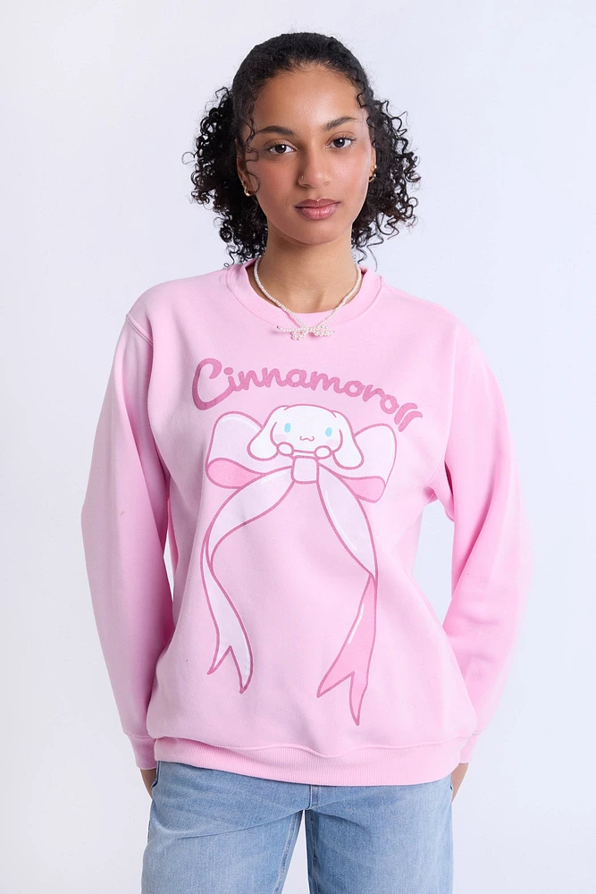 Sweat-shirt ras du cou graphique Cinnamoroll Bow