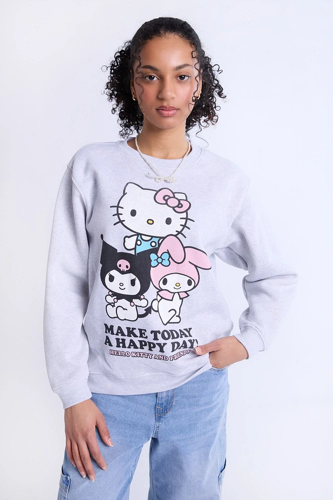 Hello Kitty And Friends Graphic Crew Neck Sweatshirt