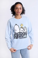 Peanuts Snoopy And Woodstock Rest Graphic Crew Neck Sweatshirt