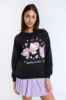 Hello Kitty And Friends Graphic Crew Neck Sweatshirt