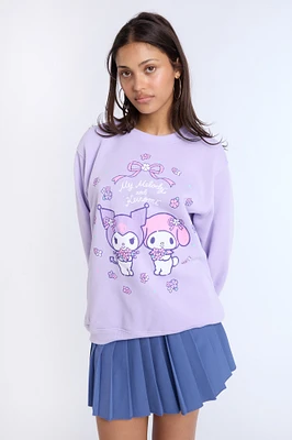 Sweat-shirt ras du cou graphique Kuromi My Melody