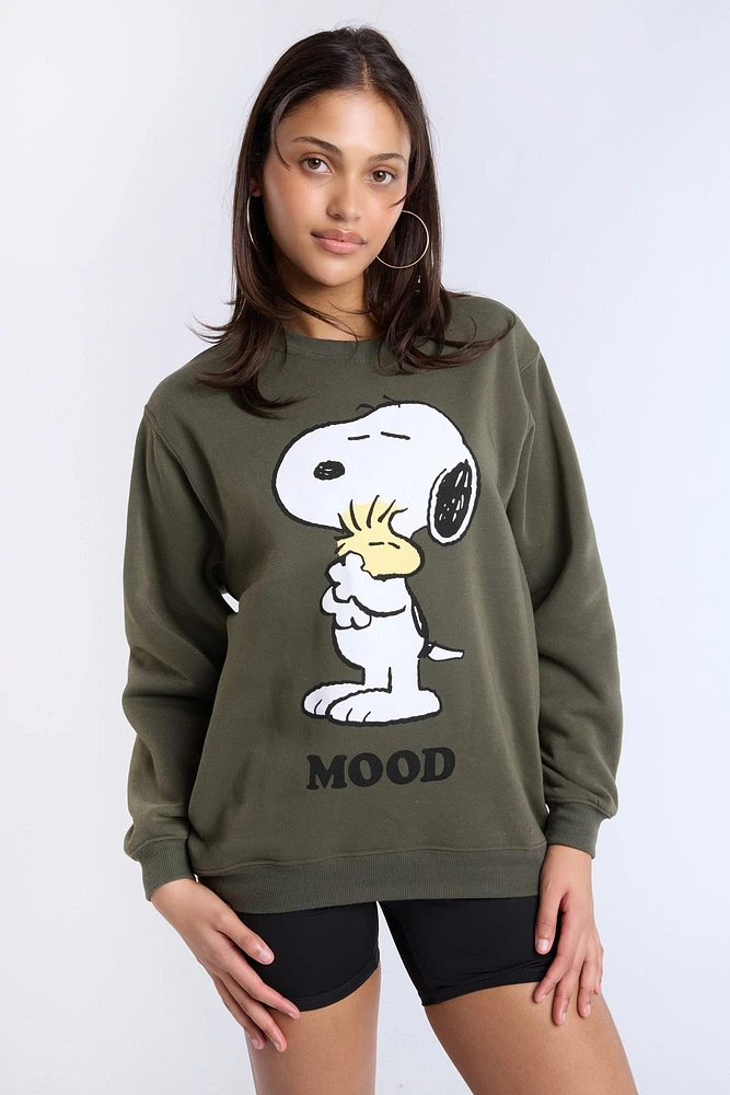 Peanuts Snoopy Moods Graphic Crew Neck Sweatshirt