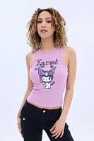 Kuromi Rose Graphic Ribbed Tank Top