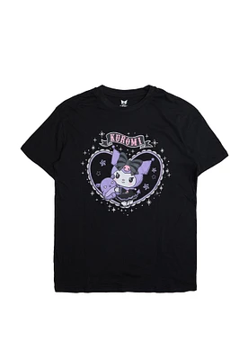 T-shirt décontracté imprime? graphique Kuromi Heart