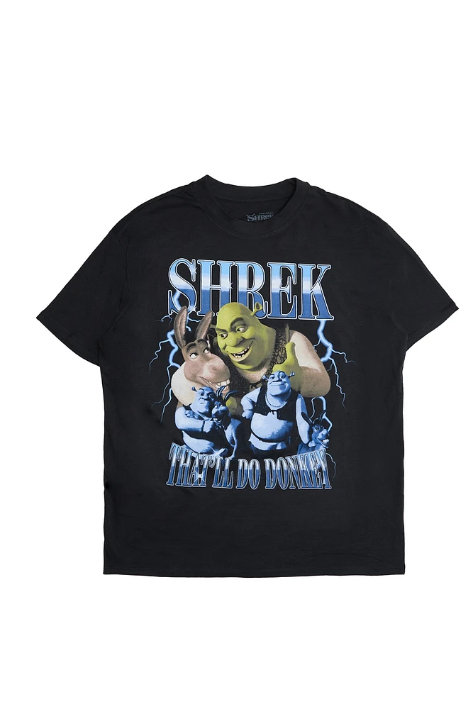 T-shirt décontracté imprimé graphique Shrek And Donkey