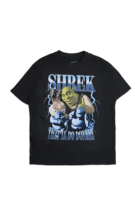 T-shirt décontracté imprimé graphique Shrek And Donkey