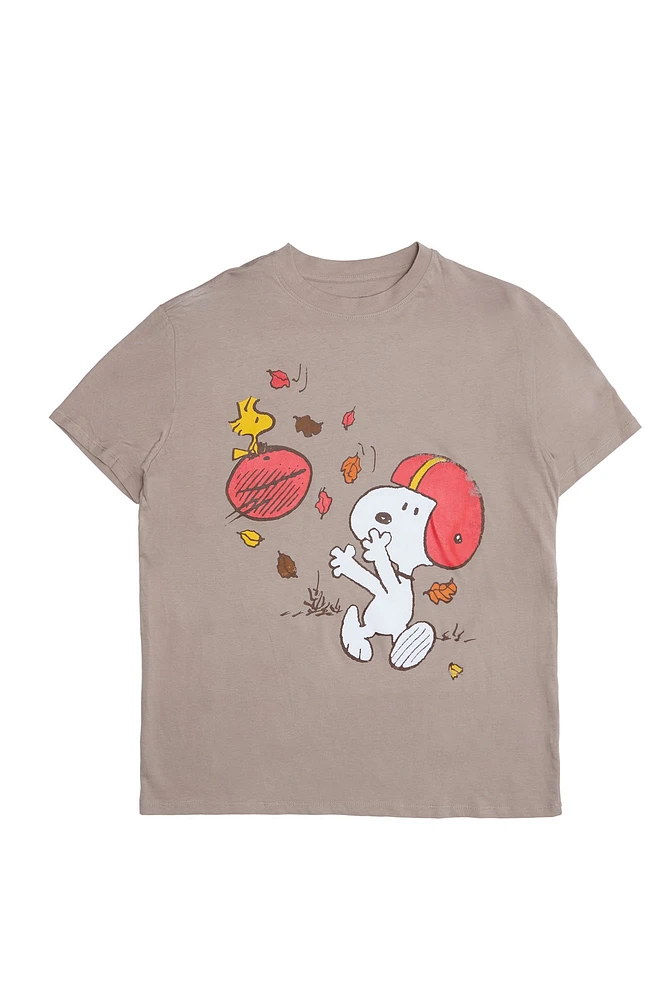 T-shirt décontracté imprimé graphique Peanuts Snoopy Football