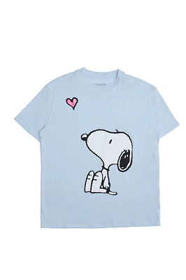 Peanuts Snoopy Heart Graphic Glitter Print Relaxed Tee