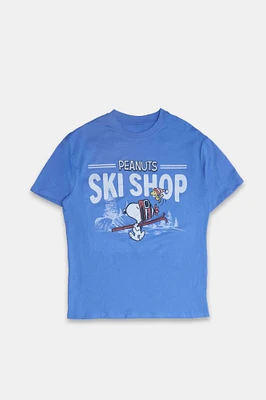 T-shirt coupe garçonne imprime? graphique Peanuts Snoopy Ski