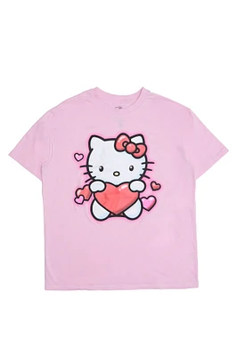 Hello Kitty Hearts Puff Print Graphic Relaxed Tee