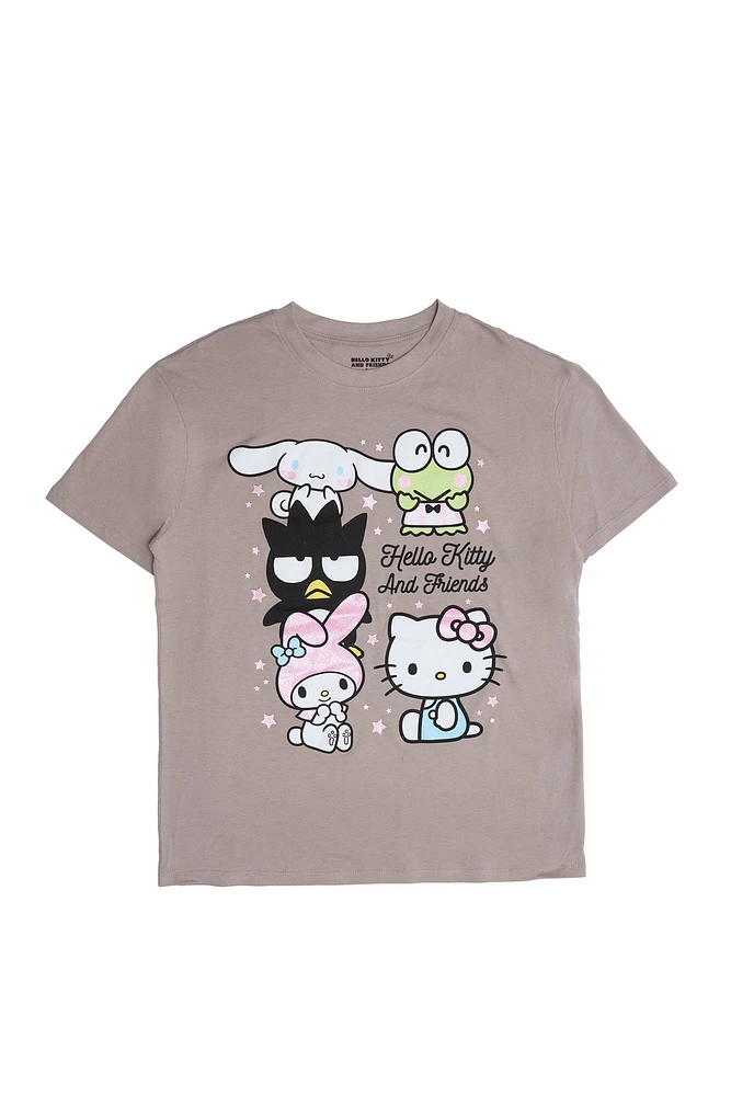 Hello Kitty And Friends Graphic Glitter Relaxed Tee