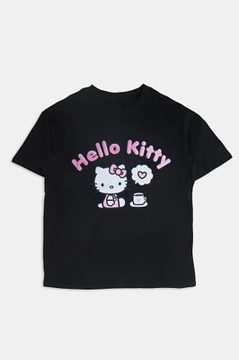 T-shirt coupe garçonne imprime? graphique Hello Kitty Coffee