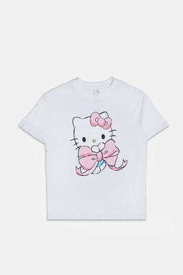 T-shirt coupe garçonne imprime? graphique Hello Kitty Bow