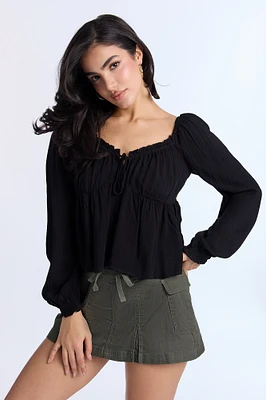 Haut babydoll à manches longues AERO