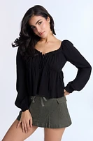 Haut babydoll à manches longues AERO