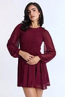 AERO Long Sleeve Smocked Mini Dress