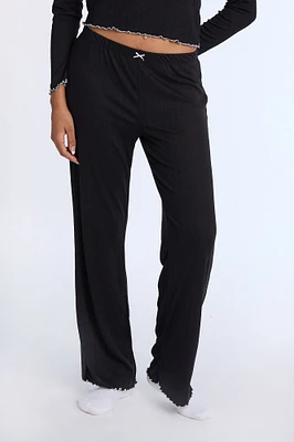 Pointelle Knit Wide Leg Sleep Pants