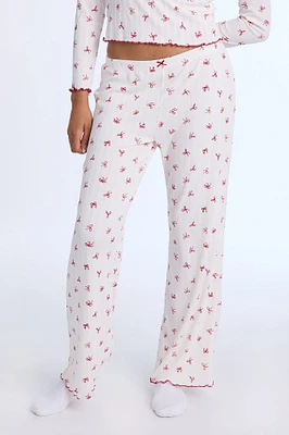 Pointelle Knit Wide Leg Sleep Pants