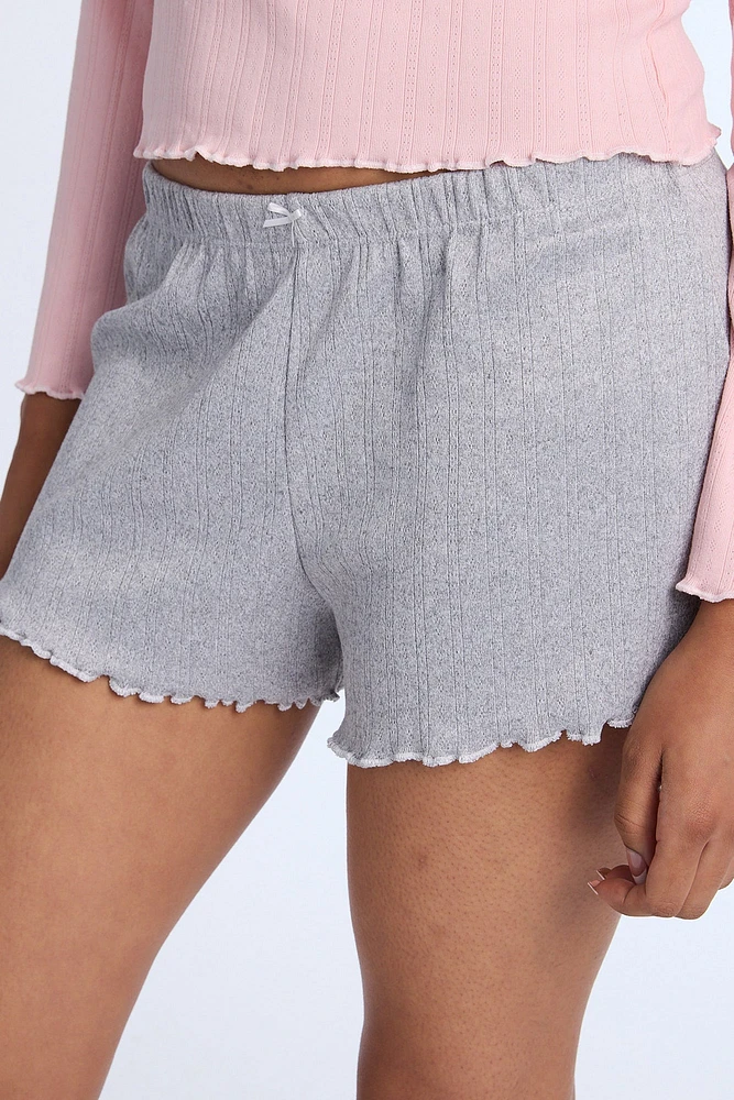 Pointelle Knit Sleep Shorts