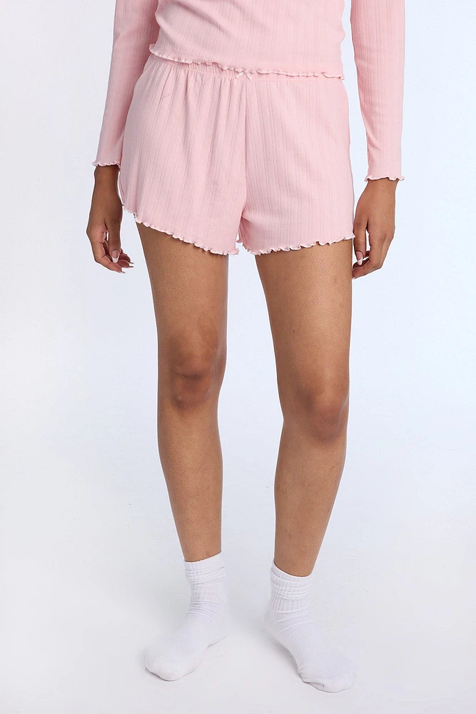 Pointelle Knit Sleep Shorts