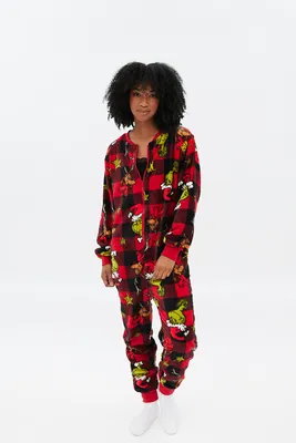 The Grinch Plaid Printed Crew Neck Onesie