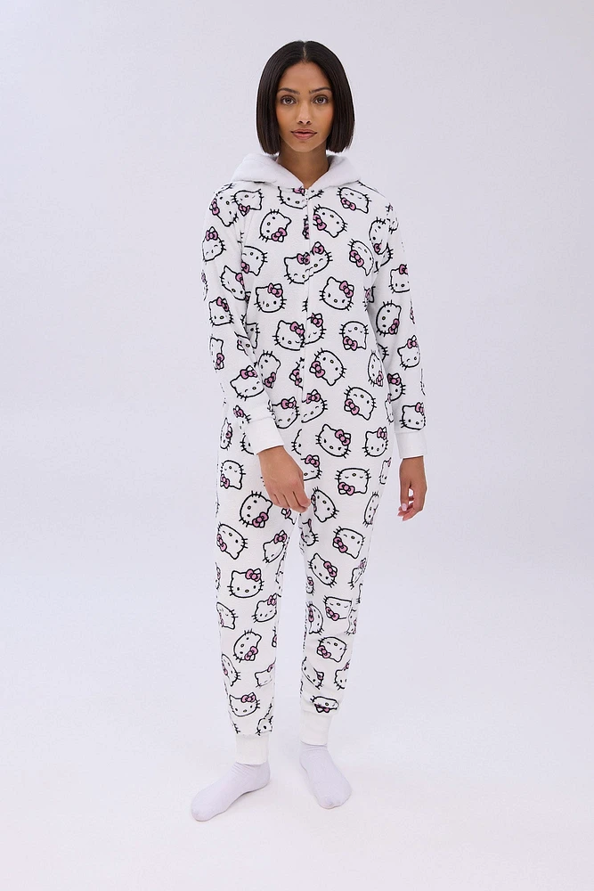 Hello Kitty Wink Printed Hooded Onesie