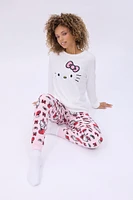 Hello Kitty Bow Printed Pajama Jogger And Tee Set