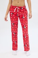 Peanuts Snoopy Snowflakes Printed Pajama Pants