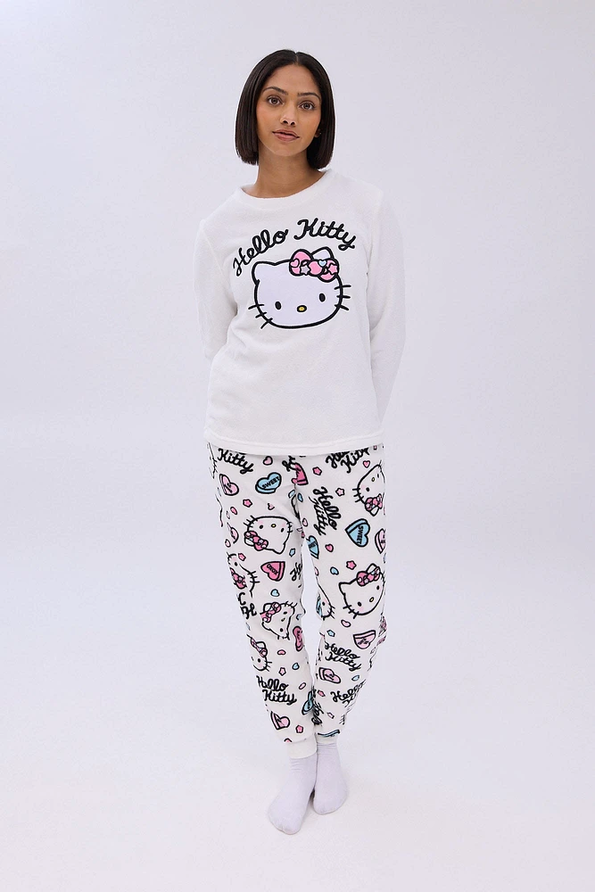 Hello Kitty Bow Printed Pajama Jogger And Tee Set