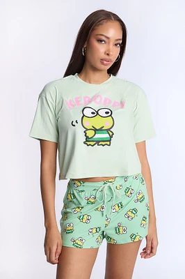 Ensemble short et t-shirt pyjama super doux imprimé Keroppi