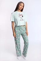 Peanuts Bow Super Soft Pajama Tee And Pants 2-Piece Set
