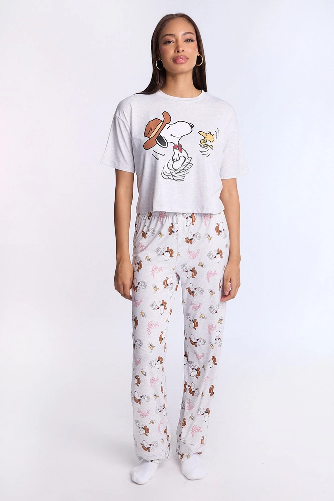 Ensemble jogger et t-shirt pyjama super doux imprimé Peanuts Western