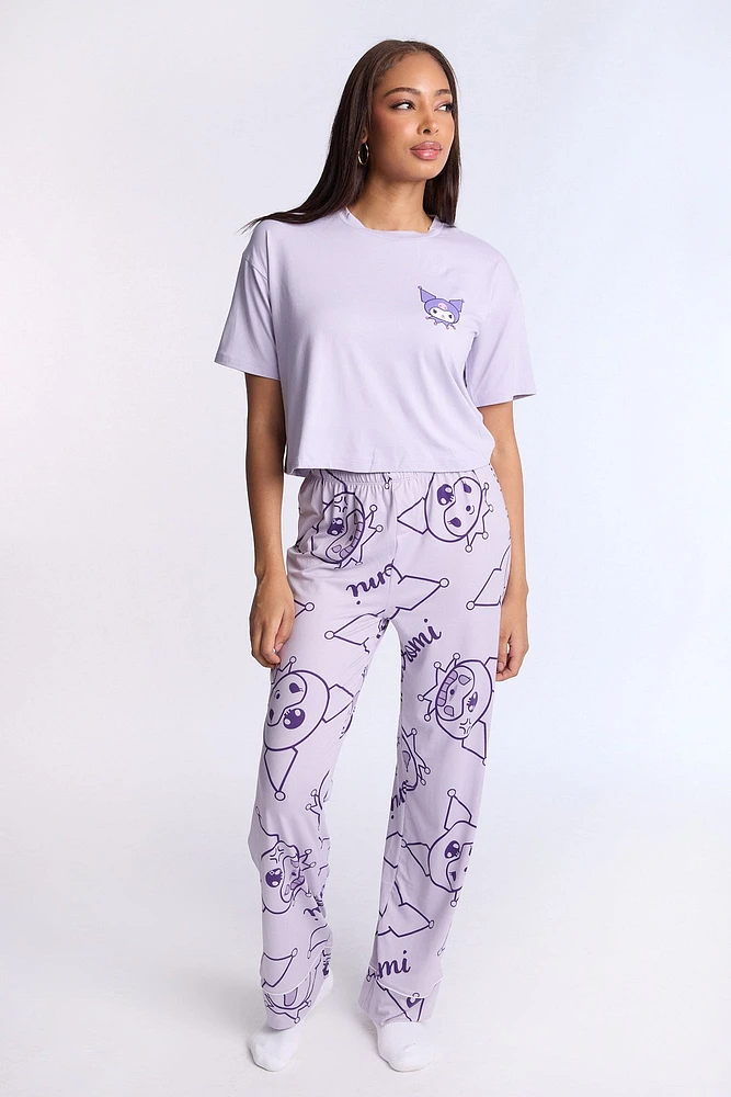 Kuromi Super Soft Pajama Tee And Pants 2-Piece Set