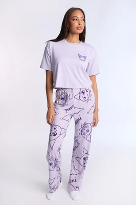 Kuromi Super Soft Pajama Tee And Pants 2-Piece Set