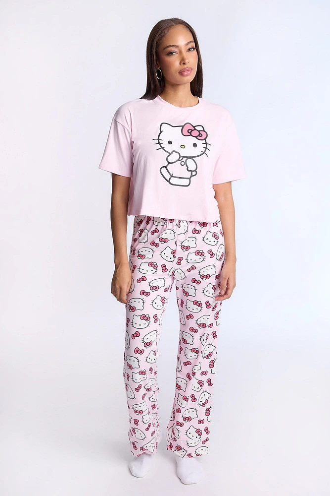 Hello Kitty Super Soft Pajama Tee And Pants 2-Piece Set