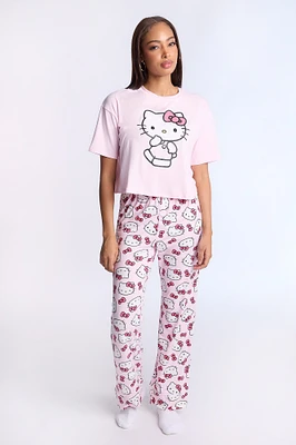 Hello Kitty Super Soft Pajama Tee And Pants 2-Piece Set