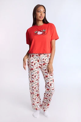 Hello Kitty Cherry Super Soft Pajama Tee And Pants 2-Piece Set