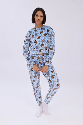 Scooby-Doo Printed Velour Pajama Jogger And Tee Set